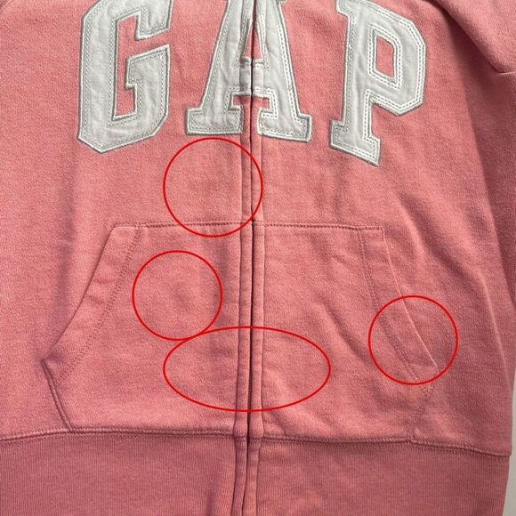 4/$25 Gap Logo Zip Up Hoodie Sweatshirt Girls Size Medium 8 Coral Pink - Picture 8 of 14